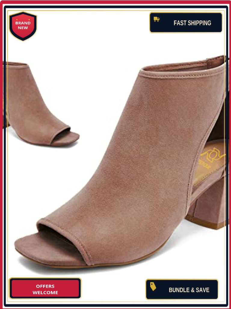 Chunky High Heel Booties Suede Open Toe Side Cut-Out Ankle Boots Back Zipper
